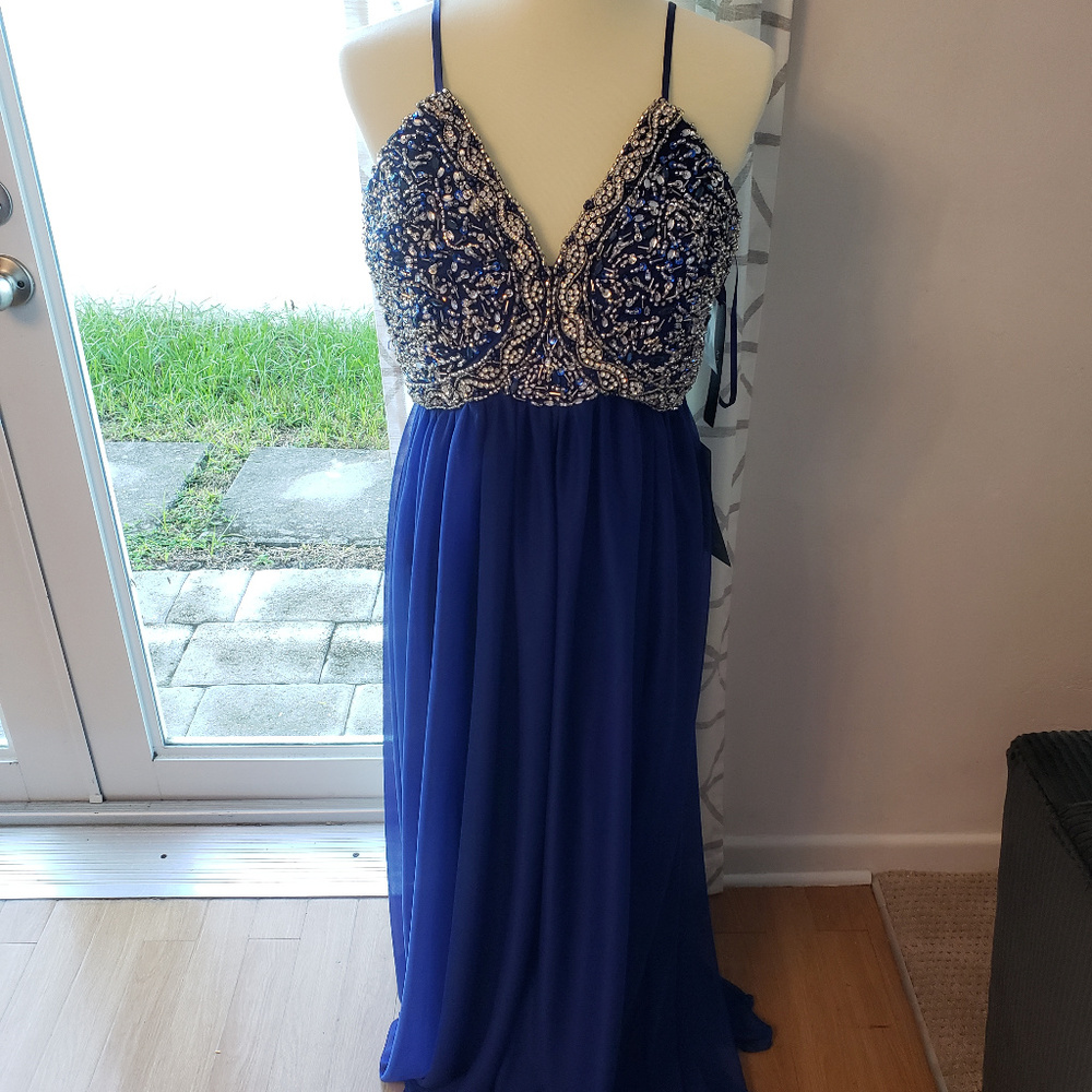 Special occasion blue beaded dress
